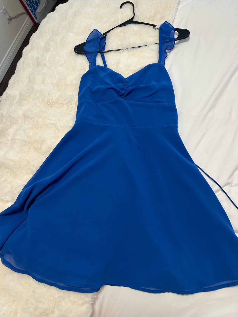 Princess Polly Royal Blue Mini Dress with Ruffle Straps